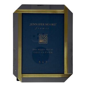 Vintage Photo‎ Frame JENNIFER MOORE Silver Gold Art Deco 5x7 Picture Frame NEW